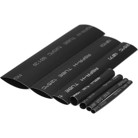 127-teiliges Set schwarzer halogenfreier Polyolefin-Schrumpfschläuche für elektrische Geräte, Schrumpfverhältnis 2:1, Durchmesser 2,0 bis 13 mm.