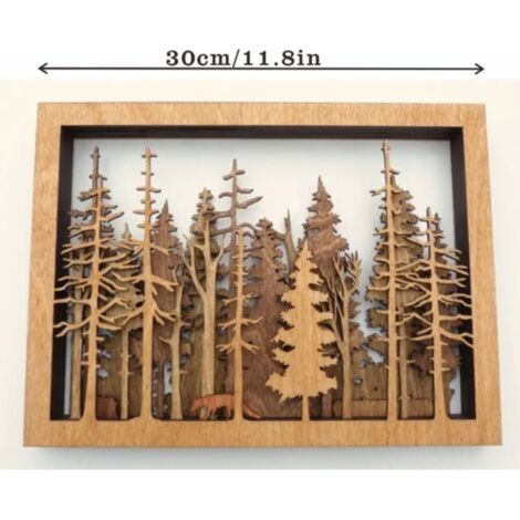 Peinture décorative en bois - Pendentif en bois - Décoration murale pour salon, bureau, maison, restaurant, arbre (1/5)