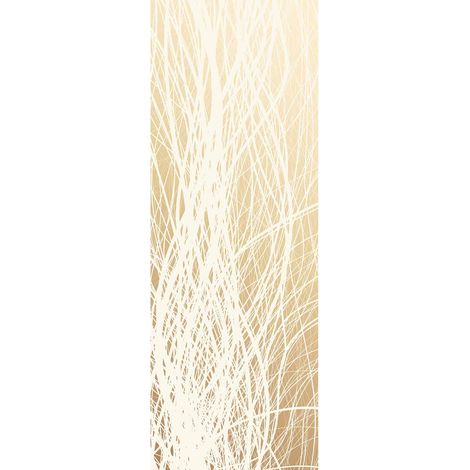 Papier peint panoramique beige et blanc graphique | Tapisserie panoramique idéale pour chambre d'adulte | Papier peint panoramique à motif - 280 x 100 cm (1 pièce) (1/2)
