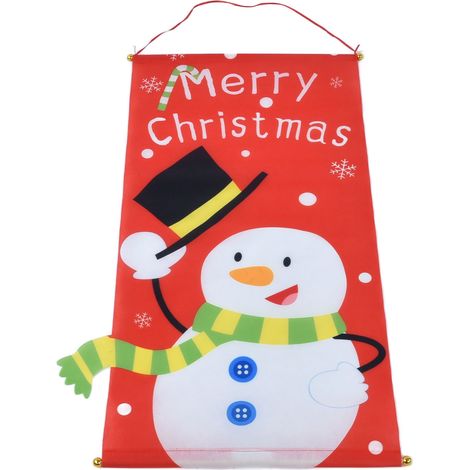 Bannière de porte sur le thème de Noël, décorations murales pour portes de Noël, bannière suspendue en toile avec bonhomme de neige et dessin animé (1/5)