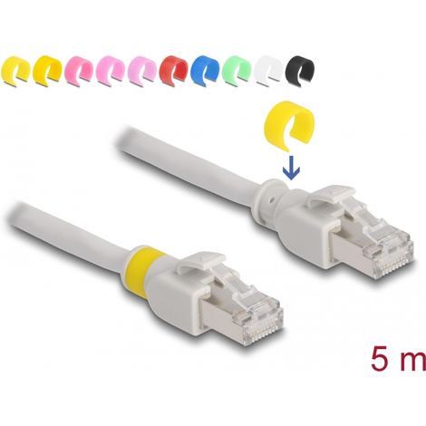 Delock Cable de red RJ45 Cat.6A S/FTP con clips de colores 5 m