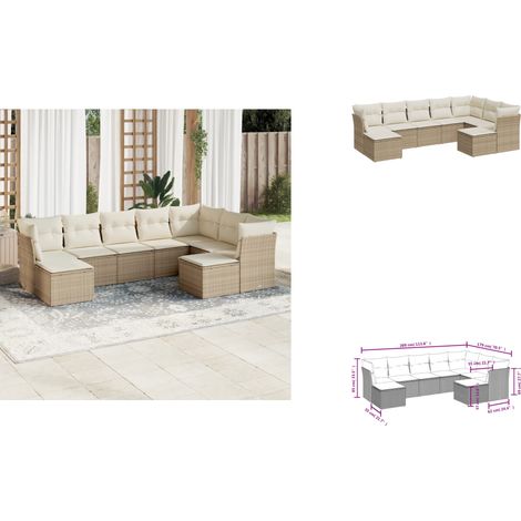 Salon de jardin avec coussins 9 pcs beige résine tressée - Salon De Jardin - Canapé Extérieur - Ensemble Salon De Jardin - Meuble De Jardin - Mobilier De Jardin