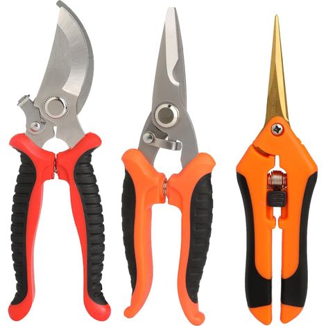 Secateur de Jardin, 3 Pièces Ciseaux de Jardinage Professionnel Coupe Branche Sécateur Jardin Cisailles à Branches de Fleurs de Réparation pour Branches, Fleurs, Haies, Fruits (1/5)