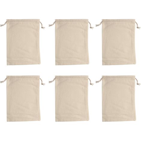 Set di 6 sacchetti in tessuto di cotone, 20 x 15 cm, piccoli sacchetti regalo, sacchetti in tela di cotone riutilizzabili, ideali per regali, matrimoni, Natale, compleanni, progetti fai da te, conserv