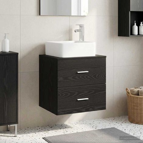 vidaXL Mobile Lavabo da Parete Rovere Nero 53 x 34,5 x 63 cm