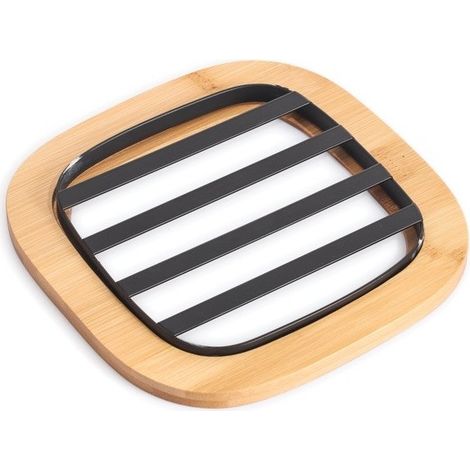 Dessous de plat Style industriel Bambou & Acier ELIE Noir mat MSV