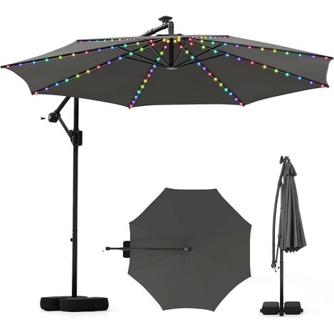 300 cm terrassenschirm mit led beleuchtung verstellbare neigung