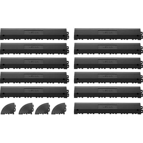 VEVOR Kit de Bordures de Finition pour Dalle de Sol, 11 PCS, Rampe de Transition pour Sol de Garage, pour Zones Humides Restaurant, Modulaire et Emboitable en PP, Compatible avec Tapis Drainage VEVOR