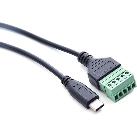Lötloser USB-Anschluss, USB Typ-C Stecker, grünes lötloses Anschlusskabel, 0,3 m. (1/5)