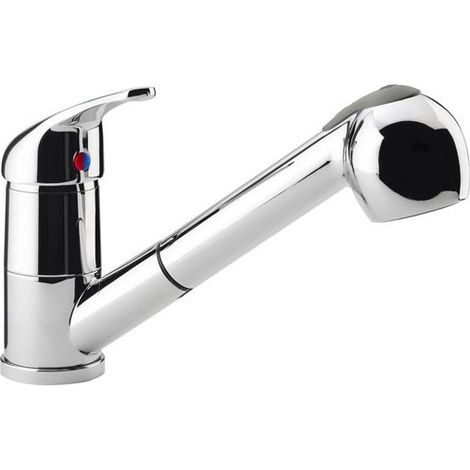 Miscelatore monocomando cromato per lavabo con doccetta estraibile