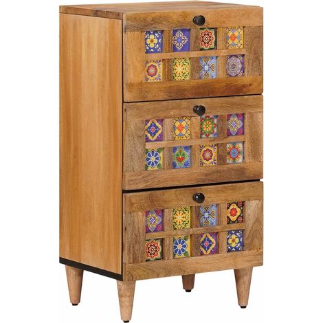 Sideboard mit Schubladen Natur 40 x 33 x 75 cm Massivholz Mango vidaXL