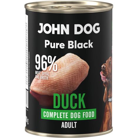 John Dog - Pure Black - Alimento húmedo mono para perros adultos sabor pato 400 g (1/2)