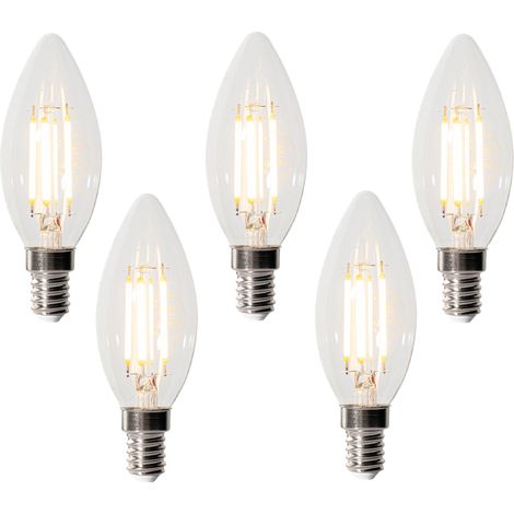 Set of 5 E14 3-Step Dimmable LED Bulbs B35 Clear 4W 450 lm 2700K