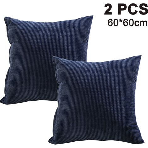 Set aus zwei dekorativen quadratischen Kissenbezügen aus weichem Cord, geeignet für Sofas, Betten, Stühle und andere Einrichtungsgegenstände. (1/5)