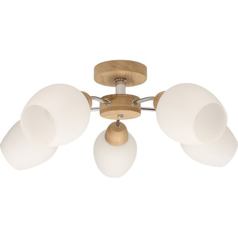 Plafonnier en Chêne huilé Design Scandinave 5 Têtes PARMA WOOD (1/2)