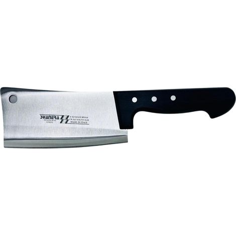 Svanera, coltello mannaretta per ossa cm 14, manico in legno scuro, acciaio inox 4 mm