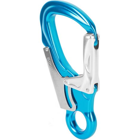 35 kN Kletterkarabiner, ultrastarke D-förmige Karabiner zum Klettern, Abseilen und Bergsteigen, himmelblau und silber. (1/4)
