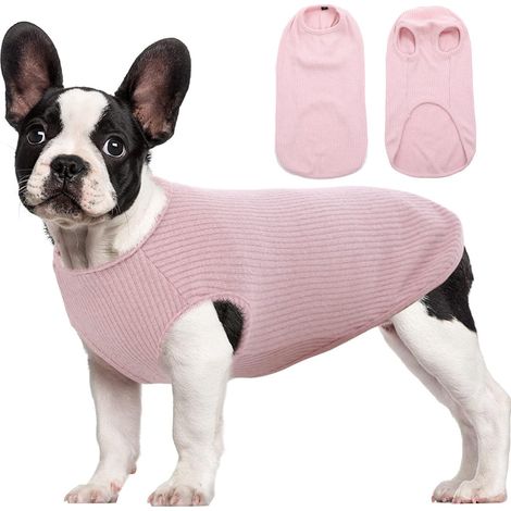 Chemise Chien Petite Taille Chat - T-Shirt à Rayures d'été Cool Gilet Basique Débardeur en Coton Doux Vêtements S Rose (1/5)