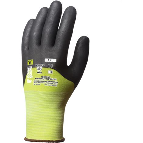 Guanti di protezione antitaglio ad alta visibilità rivestiti in nitrile 3/4 EUROCUT COVERGUARD (Lotto da 5) Nero 10 (1/2)