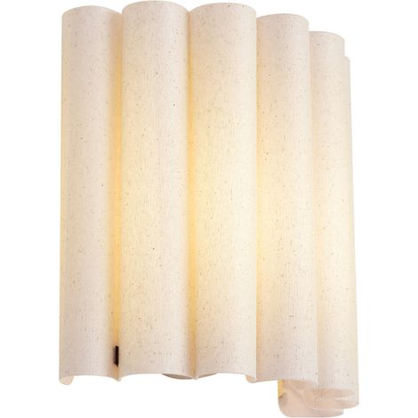 QAZQA Lámpara de pared Japandi beige con lino 26 cm - Scallop (1/5)
