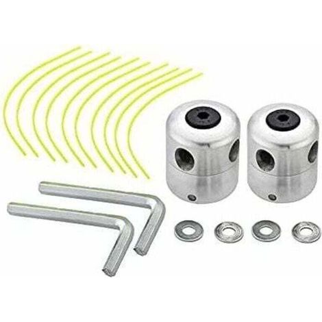 Lot de 2 têtes de débroussailleuse universelles en aluminium Double tête de ligne en nylon Bobine de ligne Accessoire de débroussailleuse (1/4)