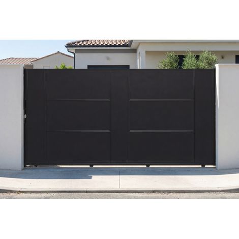 Portail coulissant acier 3,5m NALI H.180cm noir