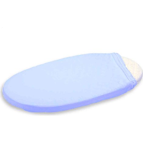 Lot de 2 Draps housse bébé ovales 40x80 cm - Coton Bio 57 fils - bleu clair - pour couffin berceau nacelle (1/2)