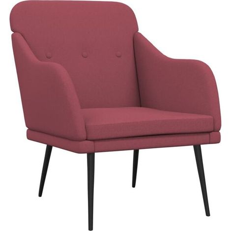 Fauteuil bordeaux, 63 x 76 x 80 cm, revĂŞtement en tissu (1/5)