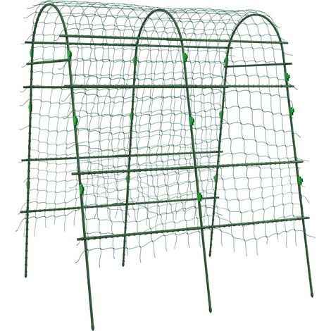 AMXCNOY Treillis, tuteur pour plantes grimpantes, espalier réglable, support pour plantes avec filet, cadre pour plantes de jardin ou de balcon, en acier vert, 144 x 167 x 206 cm (1/5)