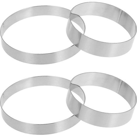 Emporte-pièces métal, lot de 2 cercles à gâteaux ronds inox, pâtisserie & cuisine, pour amateurs et professionnels. Dimensions : 10x1,5 cm et 8x2 cm. (1/5)