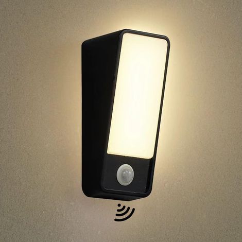 12W Applique Murale Intérieur/Extérieur avec Détecteur de Mouvement, IP65 Étanche Luminaire Extérieur, Aluminium Lampe Mural Exterieure pour Patio Terrasse Garage Porch, 3000K Blanc Chaud (1/5)