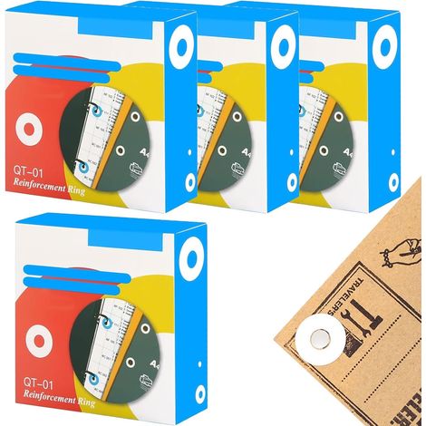 Lot de 1000 amplificateurs de perforations autocollants - Amplificateur de perforations - Protection contre les perforations en papier vrac - Pour bureau, école (blanc, diamètre extérieur : 15 mm (1/5)