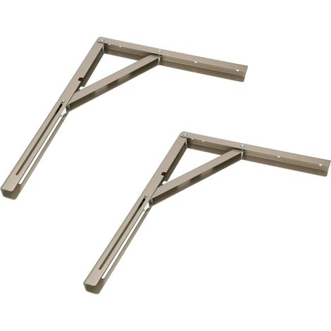 KOTARBAU Lot de 2 consoles pliantes 200/300/400 - Support mural en acier - Supports d'étagère - Supports d'étagère - Supports d'étagère - Charge lourde (400 x 300 mm, argent) (1/5)