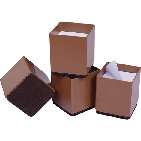 5cm Carbon Steel Furniture Risers Self Adhesive Heavy Duty 6cm Adds 5cm Height to Beds, Sofas, Wardrobes, Square Brown (1/5)