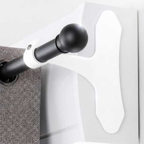 Support Tringle Rideaux Sans Perçage pour Coffre Volet Roulant, Lot de 2 Supports Métal Design Arrondi, Fixation Auto-Adhésive, Compatible Tringles Ø19-28 mm(Blanc-2 Supports)