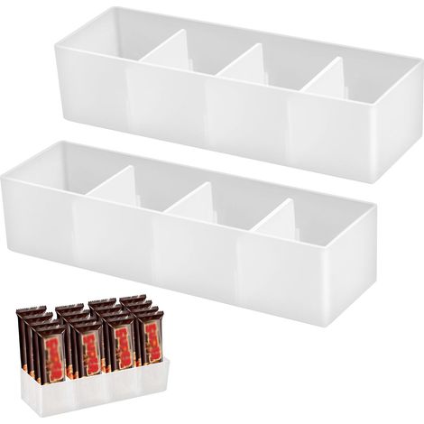 CCYKXA Kleiner Aufbewahrungskorb für die Küche, 2er-Set, Aufbewahrungskorb aus Kunststoff, Organizer, Gewürz-Aufbewahrungsboxen mit herausnehmbarer Trennwand für Schublade, Kühlschrank, Schrank (1/5)