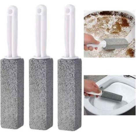 Brosse de toilette en pierre ponce 3 pièces (grise, 3.8X3.8X23.5CM), nettoyage des toilettes domestiques, gris lime (1/5)