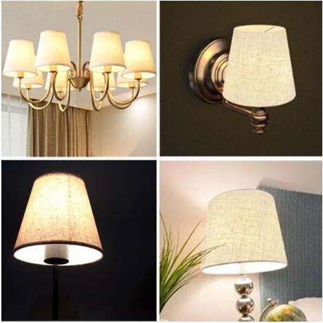 Lot de 2 Abat-jours E14 en Lin pour Lampe Table de Chevet ou Murale, Lustre de Lampe, 15x14x11 cm (1/5)