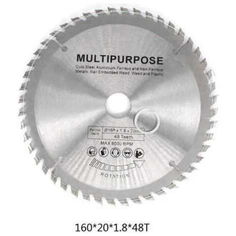 Lame de scie circulaire Silver Disque rotatif pour la coupe du bois 60 dents，160 mm