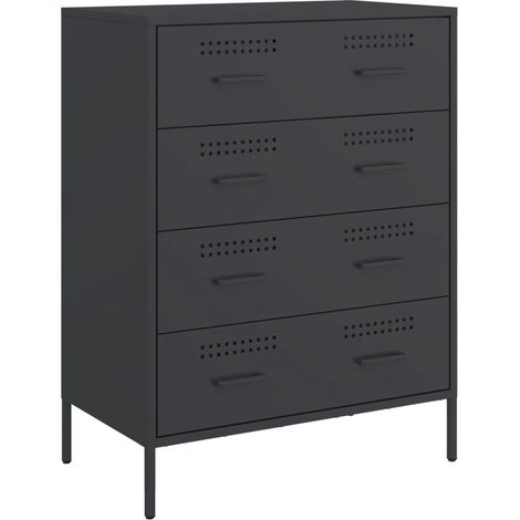 Maison Exclusive - Aparador de acero negro 68x39x89 cm