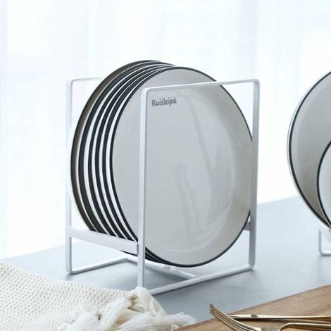Étagère à assiettes, 1 pièce, 16,511,520cm, étagère à assiettes verticale en métal pour comptoirs de cuisine, armoires et véhicules de camping (blanc).