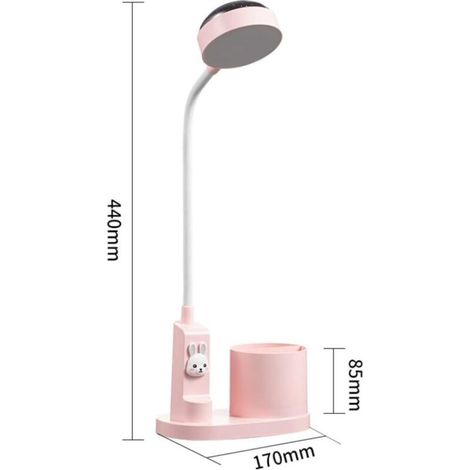 Lampe de bureau enfant - Lampe de chevet avec porte-stylo - ciel avec changement de couleur automatique - lecture LED rechargeable à intensité variable pour enfants Rose
