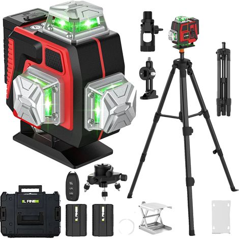 Niveau Laser, Projection à 360 Degrés, Trépied de 1,2M, 4 Têtes Laser, Précision de 10 Mètres, Autonomie de 6 Heures (1/5)
