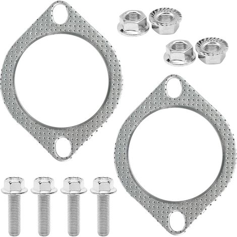 2 Joints d'Échappement Argentés 63mm, Joint de Tuyau d'Échappement, Joint de Bride d'Échappement pour Raccordement, Stabilité, Étanchéité Tuyaux Voiture (1/5)