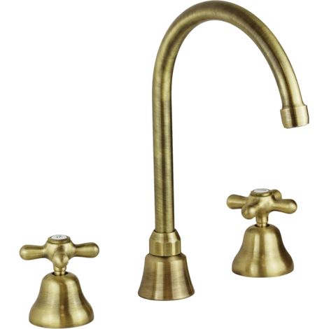 3-Loch Waschtischarmatur mit hohem Auslauf in Bronzefarbe Gattoni Calypso 1109350V0  Bronze - Überlaufgarnitur 1"1/4