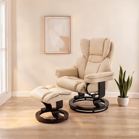 Fauteuil relax coloris cream blanc en bois 80 x 79 x 100 cm (1/5)