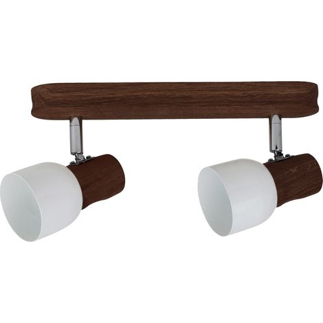 Plafonnier en Hêtre teinté Noyer Naturel Design Traditionnel 2 Douilles SVANTJE (1/2)