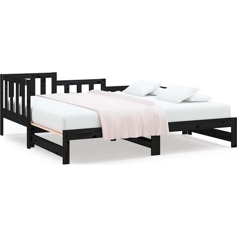 Maison Exclusive - Sofá cama extraíble madera maciza de pino negr (1/5)