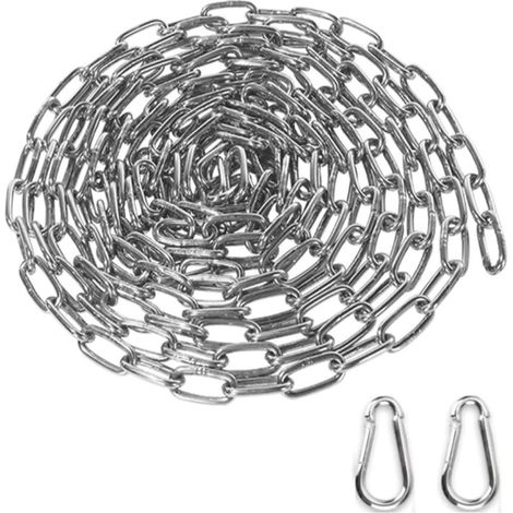 Chaîne en Acier inoxydable 1.5mm 5m Chaine Acier + 2 pcs Mousqueton Chaîne de Maillon d'extension pour Accrocher Multifonctionnel (1/5)
