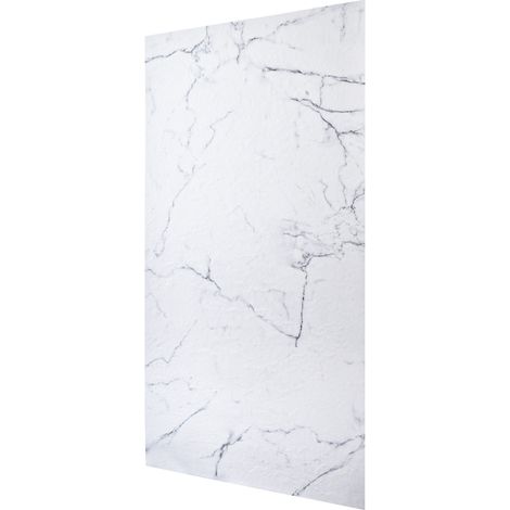 Panneau d'habillage mural 200 x 100 cm x 3 mm résine effet Marbre couleur blanc (1/5)